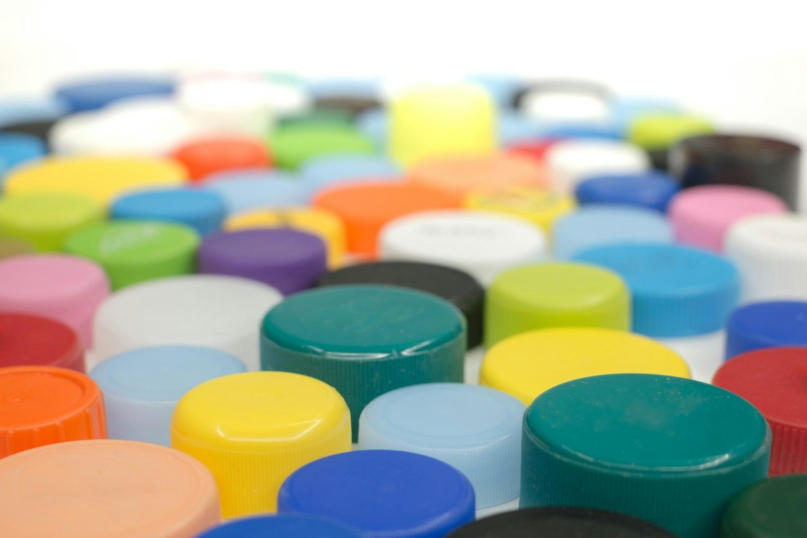 Colorful molded plastic caps